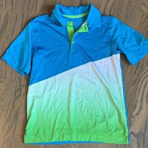 Slazenger Blue and Green Kids Polo Shirt